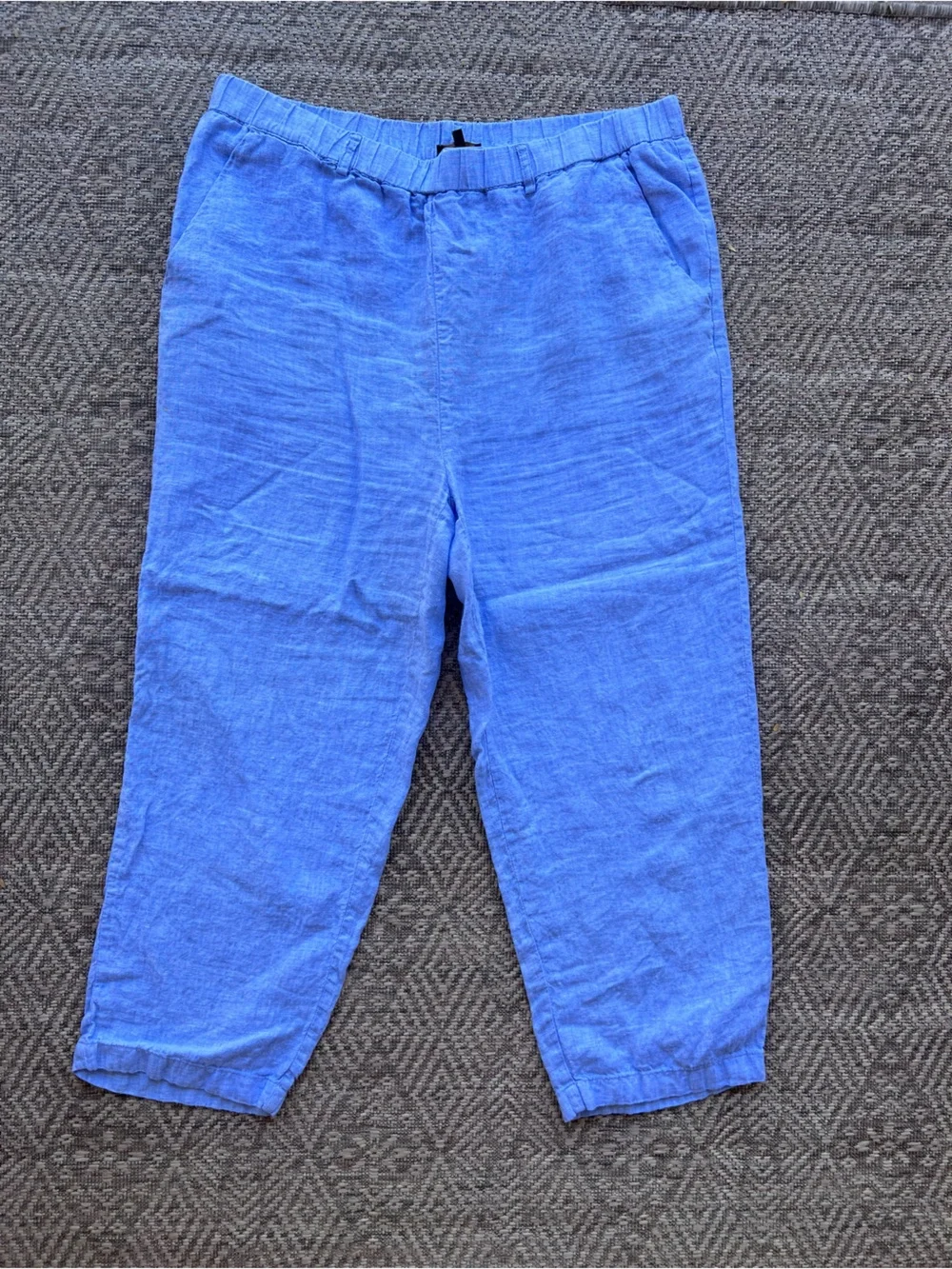 Quince 100% European Linen Cropped Pull On Pants French Blue Women's XL